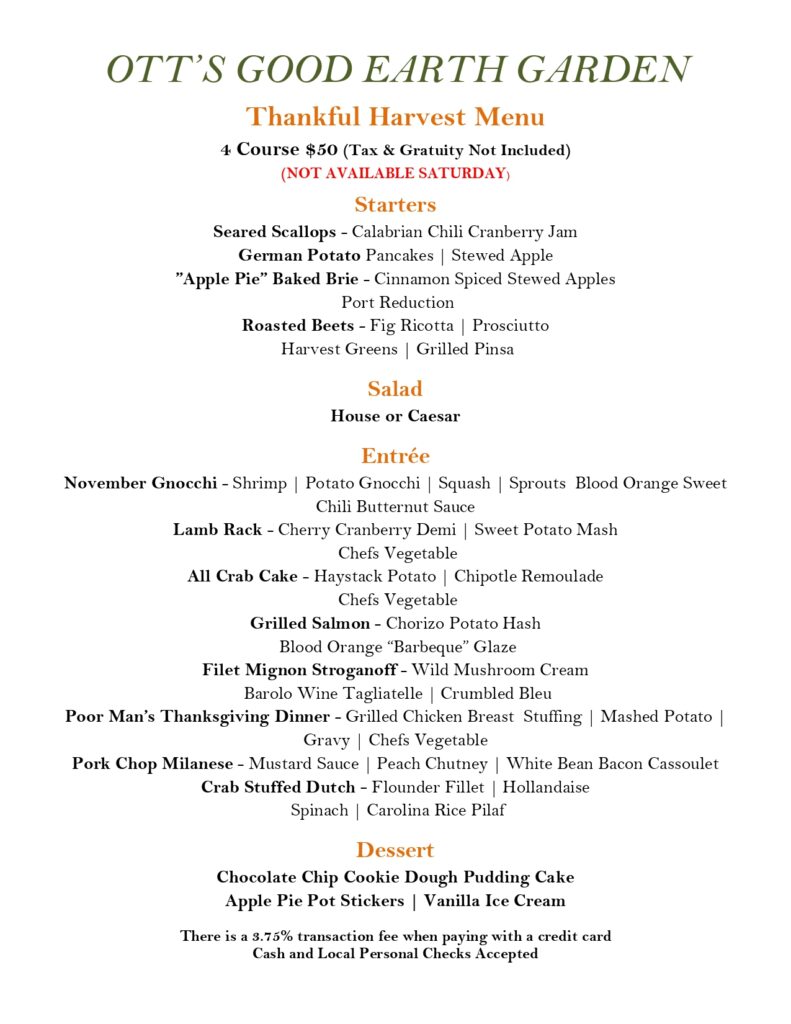 Thankful Harvest Menu FULL